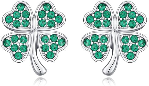 أربع أوراق البرسيم أقراط 925 الفضة الاسترليني شامروك أقراط البرسيم الأخضر أقراط المجوهرات الأيرلندية هدايا عيد القديس باتريك للنساء الفتيات in Kuwait