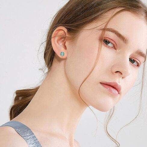 أربع أوراق البرسيم أقراط 925 الفضة الاسترليني شامروك أقراط البرسيم الأخضر أقراط المجوهرات الأيرلندية هدايا عيد القديس باتريك للنساء الفتيات in Kuwait