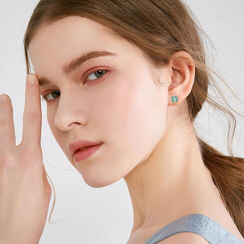 أربع أوراق البرسيم أقراط 925 الفضة الاسترليني شامروك أقراط البرسيم الأخضر أقراط المجوهرات الأيرلندية هدايا عيد القديس باتريك للنساء الفتيات in Kuwait