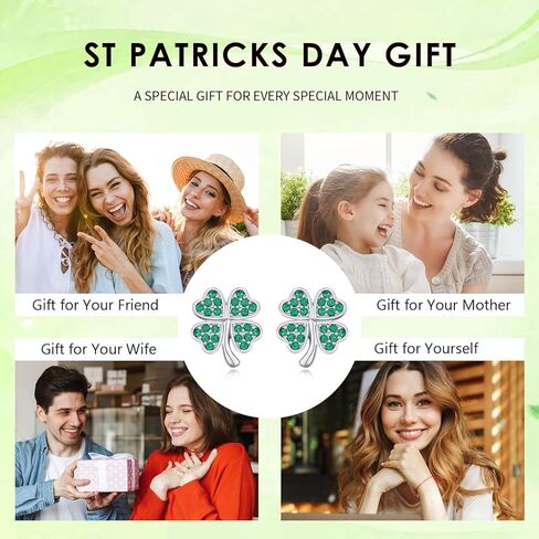 أربع أوراق البرسيم أقراط 925 الفضة الاسترليني شامروك أقراط البرسيم الأخضر أقراط المجوهرات الأيرلندية هدايا عيد القديس باتريك للنساء الفتيات in Kuwait