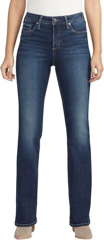 Silver Jeans Co. Women's Infinite Fit Mid Rise Bootcut Jeans, Dark Wash INF487, Large/33" Inseam in Saudi Arabia