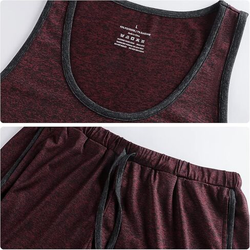 SANQIANG طقم بيجامات رجالي قميص علوي بدون أكمام ملابس نوم من قطعتين ملابس نوم مع أكمام وسراويل قصيرة للرجل in Kuwait