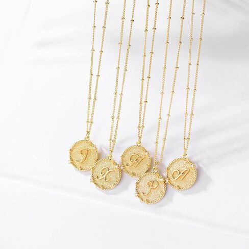 LOYATA Layered Choker Necklace Gold Star Initial Coin Pendant 2 Layer Diamond Cubic Zirconia 14K Gold Plated Dainty Satellite Paperclip Chain Personalized Jewelry Gift for Women Letter A-Z in Kuwait