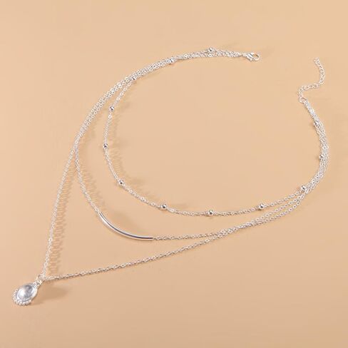 بوهو القلائد للنساء العصرية، لذيذ الفضة عملة قلادة المختنق الطبقات بيان مكدسة قلادة مجموعة للهدايا الفتيات في سن المراهقة المجوهرات in Kuwait