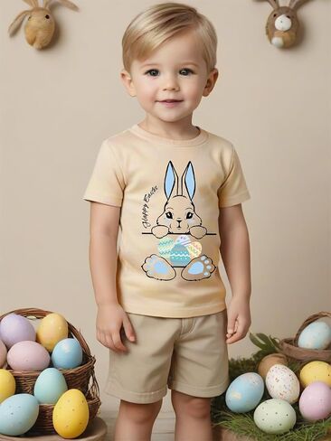 Sineeko Easter Bunny Shirt for Toddler Boys Girls Kids Eggs-Track Tees Eggs Tractor T-Shirts in Saudi Arabia