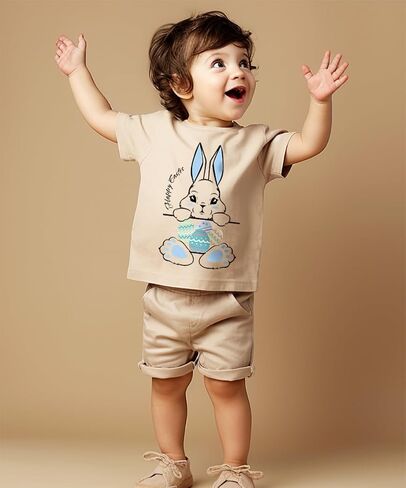 Sineeko Easter Bunny Shirt for Toddler Boys Girls Kids Eggs-Track Tees Eggs Tractor T-Shirts in Saudi Arabia