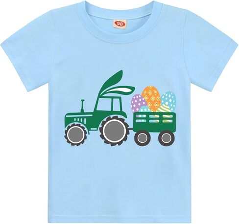 Sineeko Easter Bunny Shirt for Toddler Boys Girls Kids Eggs-Track Tees Eggs Tractor T-Shirts in Saudi Arabia