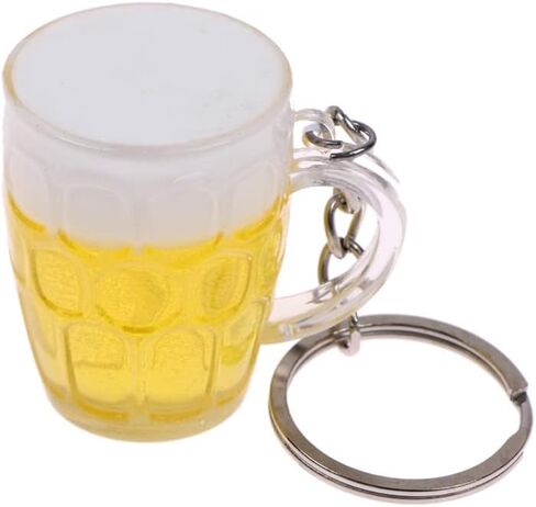 ARFUKA Keychain Simulation Beer Mug Pendant Keychains Metal Keyring Key Holder Men Women Key Chain Key Organizer Birthday Christmas Wedding Valentine's Day Gift for Men and Women, Yellow, S in Saudi Arabia