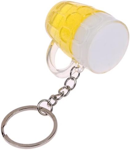 ARFUKA Keychain Simulation Beer Mug Pendant Keychains Metal Keyring Key Holder Men Women Key Chain Key Organizer Birthday Christmas Wedding Valentine's Day Gift for Men and Women, Yellow, S in Saudi Arabia