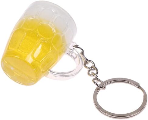 ARFUKA Keychain Simulation Beer Mug Pendant Keychains Metal Keyring Key Holder Men Women Key Chain Key Organizer Birthday Christmas Wedding Valentine's Day Gift for Men and Women, Yellow, S in Saudi Arabia