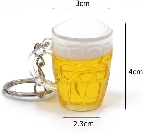 ARFUKA Keychain Simulation Beer Mug Pendant Keychains Metal Keyring Key Holder Men Women Key Chain Key Organizer Birthday Christmas Wedding Valentine's Day Gift for Men and Women, Yellow, S in Saudi Arabia