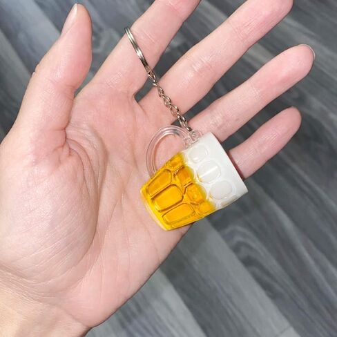 ARFUKA Keychain Simulation Beer Mug Pendant Keychains Metal Keyring Key Holder Men Women Key Chain Key Organizer Birthday Christmas Wedding Valentine's Day Gift for Men and Women, Yellow, S in Saudi Arabia
