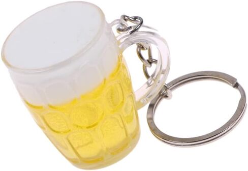 ARFUKA Keychain Simulation Beer Mug Pendant Keychains Metal Keyring Key Holder Men Women Key Chain Key Organizer Birthday Christmas Wedding Valentine's Day Gift for Men and Women, Yellow, S in Saudi Arabia