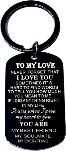 Valentine's Day Gifts For Him To My Love Keychain i love you keychain Birthday Gifts for Boyfriend Key Chain Jewelry Key Ring, Black, 50mm*12mm in Kuwait