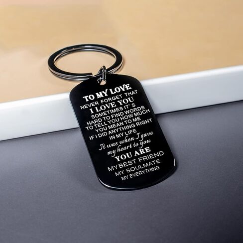 Valentine's Day Gifts For Him To My Love Keychain i love you keychain Birthday Gifts for Boyfriend Key Chain Jewelry Key Ring, Black, 50mm*12mm in Kuwait
