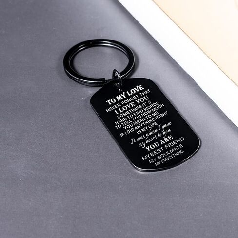 Valentine's Day Gifts For Him To My Love Keychain i love you keychain Birthday Gifts for Boyfriend Key Chain Jewelry Key Ring, Black, 50mm*12mm in Kuwait