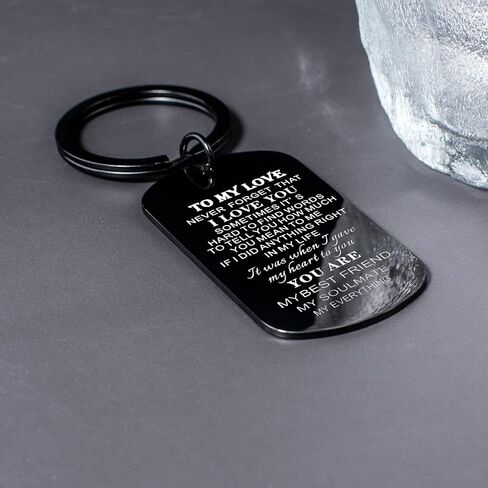 Valentine's Day Gifts For Him To My Love Keychain i love you keychain Birthday Gifts for Boyfriend Key Chain Jewelry Key Ring, Black, 50mm*12mm in Kuwait