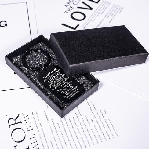 Valentine's Day Gifts For Him To My Love Keychain i love you keychain Birthday Gifts for Boyfriend Key Chain Jewelry Key Ring, Black, 50mm*12mm in Kuwait