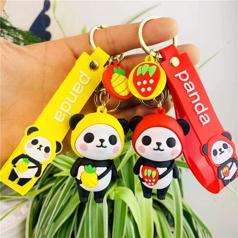 باينكس سلسلة مفاتيح رائعة بتصميم باندا كاواي، سلاسل مفاتيح بتصميم باندا لطيف، سلاسل مفاتيح للسيارة تصلح كهدية للمحفظة in Kuwait