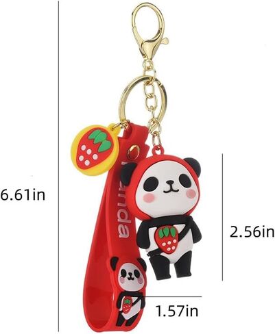 باينكس سلسلة مفاتيح رائعة بتصميم باندا كاواي، سلاسل مفاتيح بتصميم باندا لطيف، سلاسل مفاتيح للسيارة تصلح كهدية للمحفظة in Kuwait