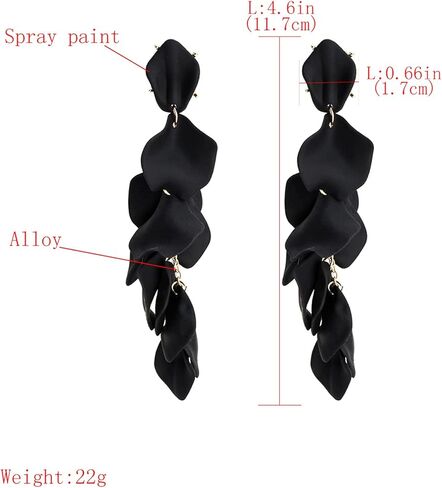 Acrylic Petal Dangle Drop Earrings for Women Girls Fashion Long Rose Flower Hanging Resin Floral Statement Earring Jewellery Gifts in Saudi Arabia