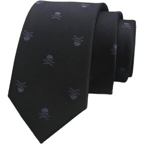 Vinesen Men's Skinny Novelty Ties Repp Skulls Design Funny Woven Casual Necktie for Halloween