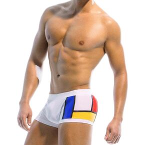 UXH Men's Swimming Trunks Black White Splicing Design Beach Short Pants