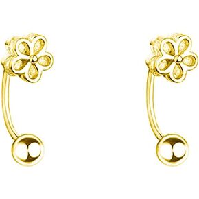 925 Sterling Silver Daisy Flower Half Hoop Earrings Set Cuff Earrings Ball Crystal Studs for Women Girls Teens Cartilage Earrings Helix Piercing Jewelry