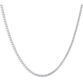 Dacc & Aya Authentic 925 Sterling Silver Box Chain 1/1.5/2/3 mm Box Link Chain with Lobster Clasp Silver/14K Yellow Gold Plated Necklace Diamond Cut 16-26 Inches