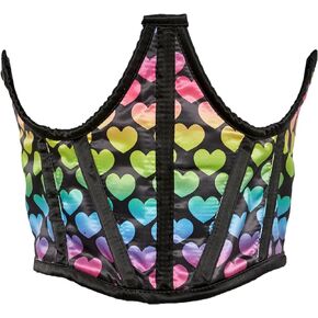 Daisy corsets Womens Lavish Rainbow Hearts Satin Underwire Waist Cincher Corset