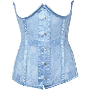 Daisy Corsets Women's Lavish Lt Blue Sheer Lace Underwire Open Cup Underbust Corset, XLarge