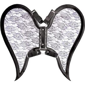 Daisy corsets Women's Black Faux Leather & Lace Angel Wing Body Harness