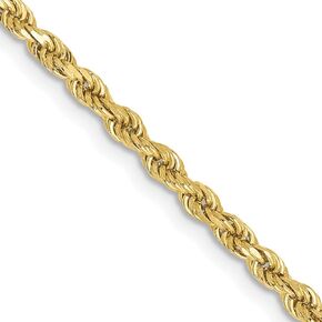 Solid 10k Yellow Gold 2.25mm Diamond-cut Rope Chain Anklet -16.0" 18.0" 20.0" 22.0" 24.0" 26.0" 28.0" 30.0"