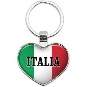 GRAPHICS & MORE Italia Italy Italian Flag Keychain Heart Love Metal Key Chain Ring