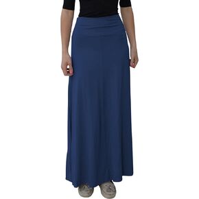 Kosher Casual Women's Modest Long Flowing Adjustable Length Fold Over Waistband Maxi Skirt