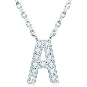 AINUOSHI Moissanite Initial Necklace for Women, 925 Sterling Silver Letter A-Z Necklace with 14K White Gold Plating, Christmas Mothers Day Birthday Gifts for Women Mom Wife Jewelry Box Packed