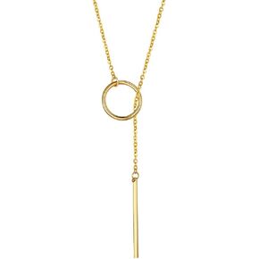 GOLDCHIC JEWELRY Dainty Y Necklace For Women, Gold Layered Choker Lariat Necklace, Looped Long Lariat Y Bar/Lock/Peal/Star/Rose Chain Personalized Minimalist Gifts for Women Girls