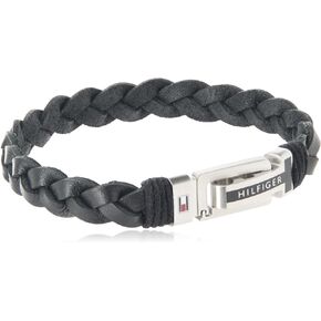 Tommy Hilfiger Men's Jewelry Flat Braided Leather Bracelet