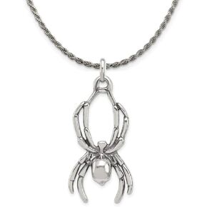 The Black Bow Sterling Silver Large 2D Antiqued Spider Pendant Necklace in Saudi Arabia