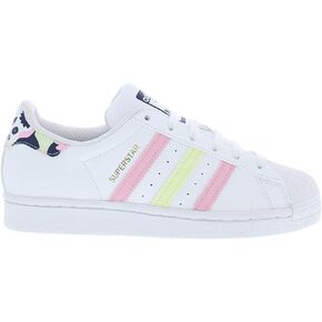 adidas Originals Girl's Superstar (Big Kid) White/Almost Lime/True Pink 5 Big Kid M