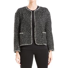 Max Studio Women's Long Sleeve Elegant Tweed Cropped Short Jacket w/Pocket