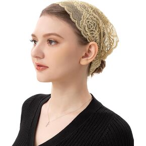 عصابة رأس من الدانتيل الوردي القابل للتمدد من PAMOR، غطاء رأس من الزهور، حجاب مصلى، غطاء رأس كتلة لاتينية، حجاب الكنيسة الكاثوليكية مع دبابيس بوبي (أرجواني) in Kuwait