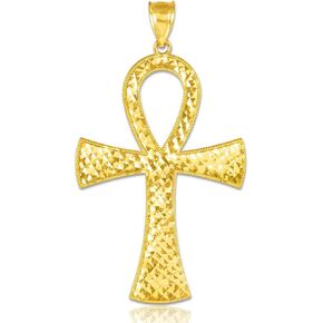 10K or 14K Yellow Gold Egyptian Ankh Cross Gold Pendant - Choice of Metal Color
