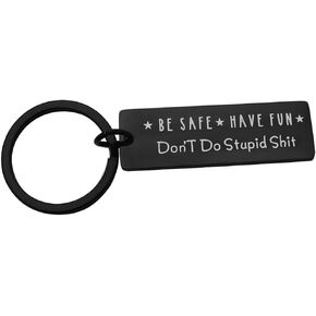 Ikunne Don't Do Stupid Shit Funny Keychain Hand Stamped Key Chain for Teens Birthday Going to College Gift from Parents