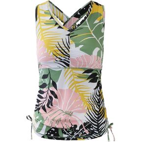UV SKINZ Swim Tankini for Women - UPF 50+ Sun Protection, Modest Swim Tank Top, Swimsuit Top, Tankini Top with Bra Support - Forest Botanical - L