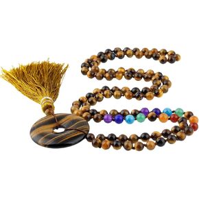 TUMBEELLUWA 108 Mala Bracelet Stone Necklace Prayer Beads 7 Chakra Meditation Handmade Jewelry for Women