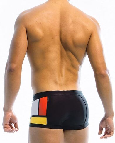 UXH Men's Swimming Trunks Black White Splicing Design Beach Short Pants in Saudi Arabia