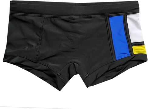 UXH Men's Swimming Trunks Black White Splicing Design Beach Short Pants in Saudi Arabia