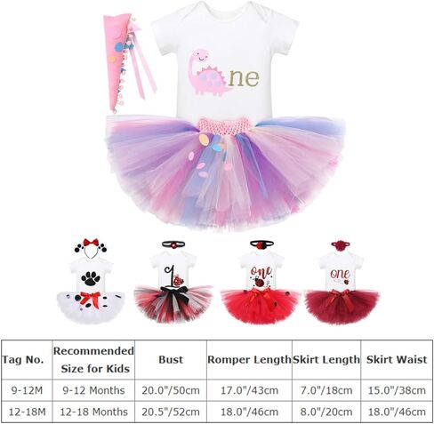 IBAKOM 1st 2nd Birthday Outfit Girl Ladybug Romper+Tulle Tutu+Headband 3pcs Clothes Set Princess Dress Up Halloween Costume in Saudi Arabia