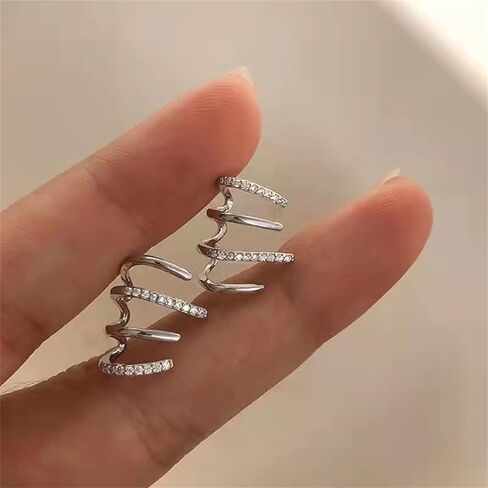 أقراط مخلب للنساء الأذن الكفة ثقب ترصيع لذيذ الحد الأدنى أقراط الكفة ثقب ترصيع حجر الراين التفاف أقراط للفتيات in Kuwait